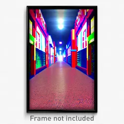 Pixel Art Poster - Virtual Alley (8 Bit Psychedelic Trippy Video Game Print)