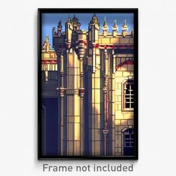 Pixel Art Poster - Fancy Battlements (8 Bit Psychedelic Trippy Video Game Print)
