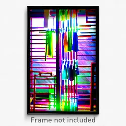 Pixel Art Poster - Vibrant Drying Rack (8 Bit Psychedelic Video Game Print)