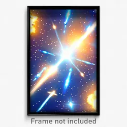 Pixel Art Poster - Blue Galaxy Battle (8 Bit Psychedelic Video Game Print)