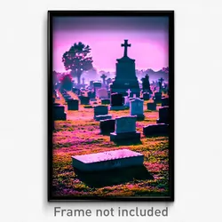 Pixel Art Poster - Velvety Cemetery (8 Bit Psychedelic Trippy Video Game Print)
