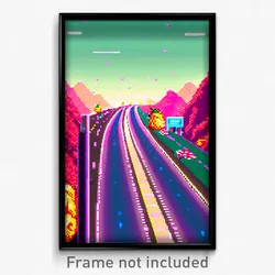 Pixel Art Poster - Fruity Highway (8 Bit Psychedelic Trippy Video Game Print)