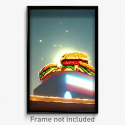 Pixel Art Poster - Warlike Hamburger (8 Bit Psychedelic Trippy Video Game Print)