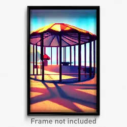 Pixel Art Poster - Exotic Shelter (8 Bit Psychedelic Trippy Video Game Print)