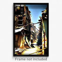 Pixel Art Poster - Tattered Slum (8 Bit Psychedelic Trippy Video Game Print)