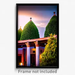 Pixel Art Poster - Evergreen Mexican Architecture (8 Bit Video Game Print)