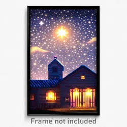 Pixel Art Poster - Starry Safehouse (8 Bit Psychedelic Trippy Video Game Print)