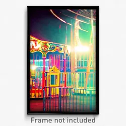 Pixel Art Poster - Old Fairground (8 Bit Psychedelic Trippy Video Game Print)