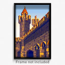 Pixel Art Poster - Impressive Battlements (8 Bit Psychedelic Video Game Print)