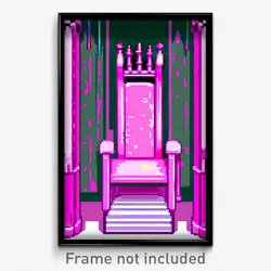 Pixel Art Poster - Pink Throne Room (8 Bit Psychedelic Trippy Video Game Print)