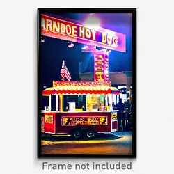Pixel Art Poster - Grandiose Hot Dog Stand (8 Bit Psychedelic Video Game Print)