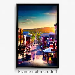 Pixel Art Poster - Fabulous American Town (8 Bit Psychedelic Video Game Print)