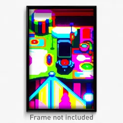Pixel Art Poster - Vibrant Table (8 Bit Psychedelic Trippy Video Game Print)