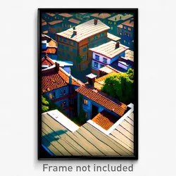 Pixel Art Poster - Wonderful Rooftops (8 Bit Psychedelic Video Game Print)