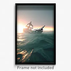 Pixel Art Poster - Monstrous Sea Wreck (8 Bit Psychedelic Video Game Print)