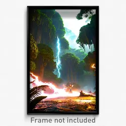 Pixel Art Poster - Thunderous Rainforest (8 Bit Psychedelic Video Game Print)