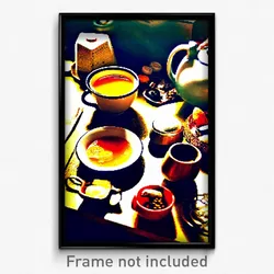 Pixel Art Poster - Cluttered Tea (8 Bit Psychedelic Trippy Video Game Print)