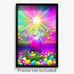 Pixel Art Poster - Flamboyant Easter (8 Bit Psychedelic Trippy Video Game Print)