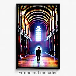 Pixel Art Poster - Haunted Nave (8 Bit Psychedelic Trippy Video Game Print)