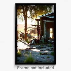 Pixel Art Poster - Tattered Homestead (8 Bit Psychedelic Video Game Print)