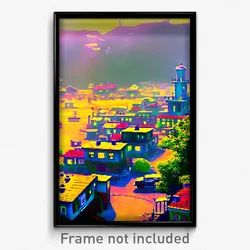 Pixel Art Poster - Crazy Settlement (8 Bit Psychedelic Trippy Video Game Print)