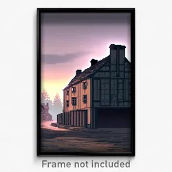 Pixel Art Poster - Dreary Hamlet (8 Bit Psychedelic Trippy Video Game Print)