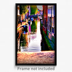 Pixel Art Poster - Quaint Canal (8 Bit Psychedelic Trippy Video Game Print)