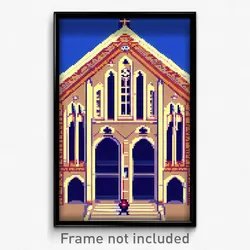 Pixel Art Poster - Ordinary Cathedral (8 Bit Psychedelic Video Game Print)