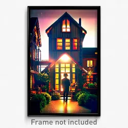Pixel Art Poster - Brilliant House (8 Bit Psychedelic Trippy Video Game Print)