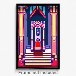 Pixel Art Poster - Rich Throne Room (8 Bit Psychedelic Trippy Video Game Print)