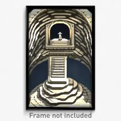 Pixel Art Poster - Swirly Tomb (8 Bit Psychedelic Trippy Weird Video Game Print)