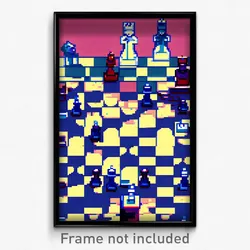 Pixel Art Poster - Monstrous Chess (8 Bit Psychedelic Trippy Video Game Print)