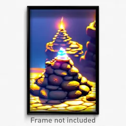 Pixel Art Poster - Liquid Cairn (8 Bit Psychedelic Trippy Video Game Print)