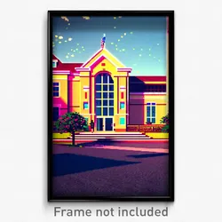 Pixel Art Poster - Mellow Campus (8 Bit Psychedelic Trippy Video Game Print)