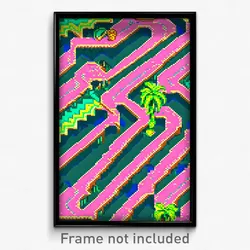 Pixel Art Poster - Zigzag Oasis (8 Bit Psychedelic Trippy Video Game Print)