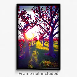 Pixel Art Poster - Curvy Orchard (8 Bit Psychedelic Trippy Video Game Print)