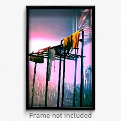 Pixel Art Poster - Damp Drying Rack (8 Bit Psychedelic Trippy Video Game Print)