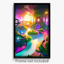 Pixel Art Poster - Whimsical Lagoon (8 Bit Psychedelic Trippy Video Game Print)