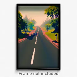 Pixel Art Poster - Shifty Crossroad (8 Bit Psychedelic Trippy Video Game Print)
