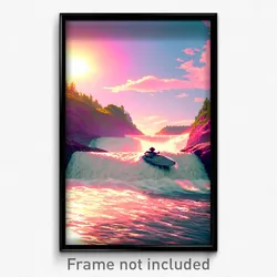 Pixel Art Poster - Rosy Rapids (8 Bit Psychedelic Trippy Weird Video Game Print)