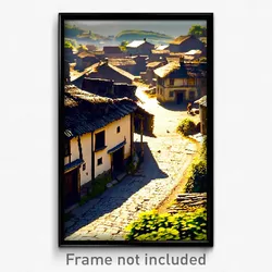 Pixel Art Poster - Aged Village (8 Bit Psychedelic Trippy Video Game Print)