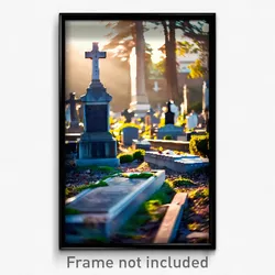 Pixel Art Poster - Magnificent Cemetery (8 Bit Psychedelic Video Game Print)
