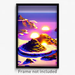 Pixel Art Poster - Cold Island (8 Bit Psychedelic Trippy Weird Video Game Print)
