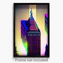 Pixel Art Poster - Vivid New York (8 Bit Psychedelic Trippy Video Game Print)