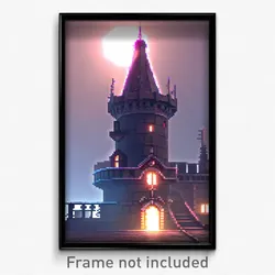 Pixel Art Poster - Zealous Turret (8 Bit Psychedelic Trippy Video Game Print)