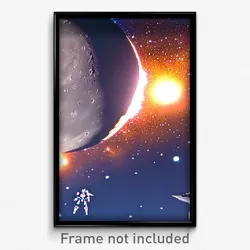 Pixel Art Poster - Vast Moon Battle (8 Bit Psychedelic Trippy Video Game Print)