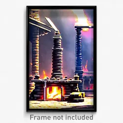 Pixel Art Poster - Huge Forge (8 Bit Psychedelic Trippy Weird Video Game Print)