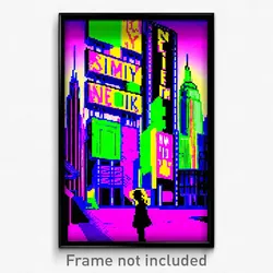 Pixel Art Poster - Slimy New York (8 Bit Psychedelic Trippy Video Game Print)