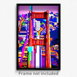 Pixel Art Poster - Colorful San Francisco (8 Bit Psychedelic Video Game Print)