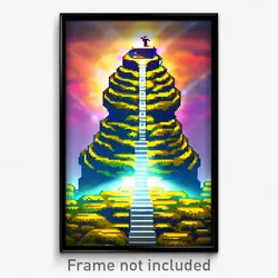 Pixel Art Poster - Bountiful Ziggurat (8 Bit Psychedelic Video Game Print)